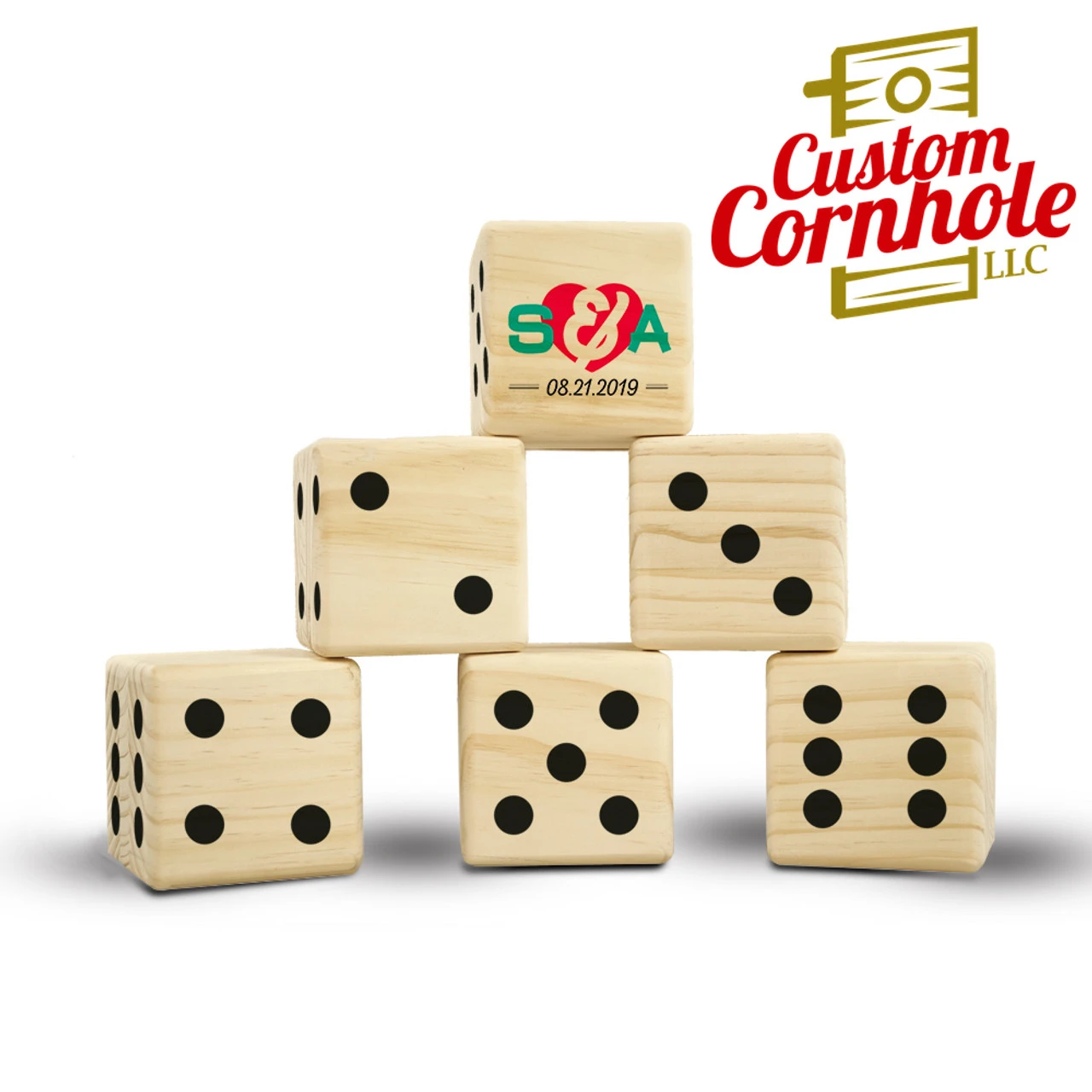 Personalized Wedding Initials And Date Lawn Dice Game - Image 2