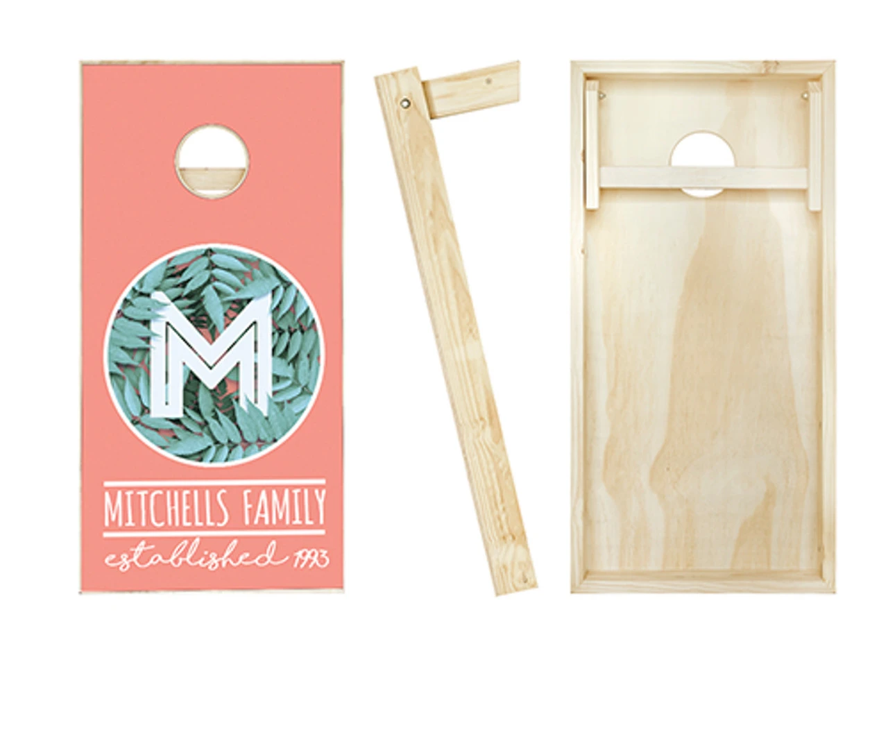 Monogram Family Leaf Cornhole Set With Bags - Image 2
