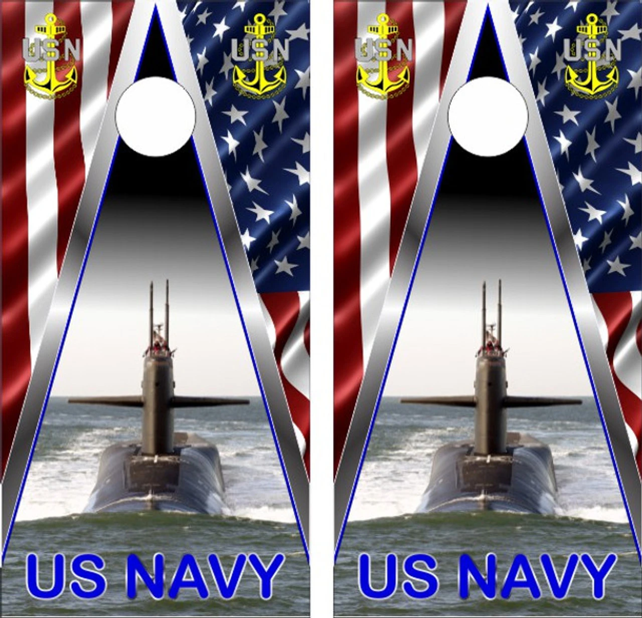 Navy Submarine Cornhole Set With Bags - Image 2
