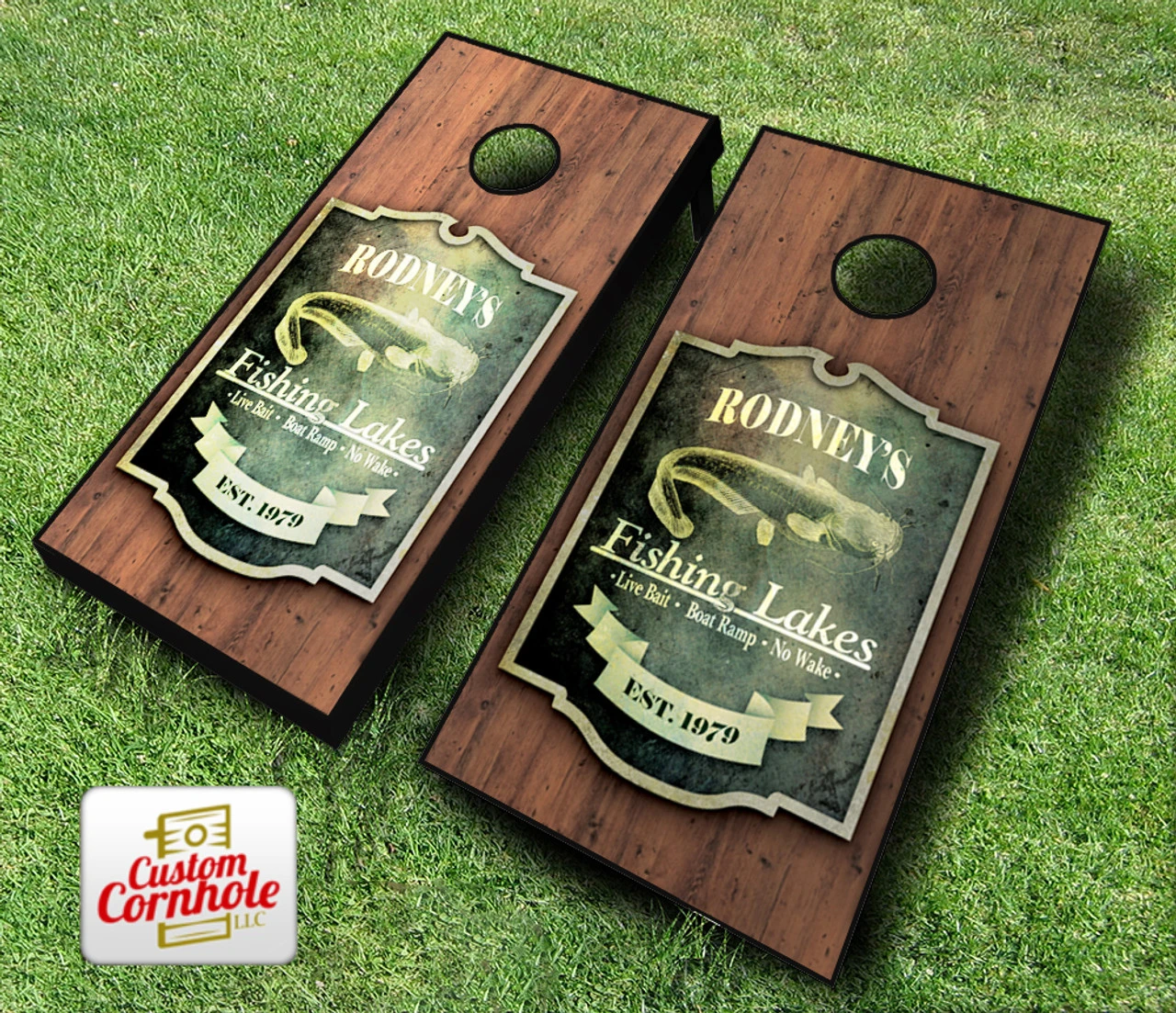 Personalized Fishing Cornhole Set With Bags - Image 3