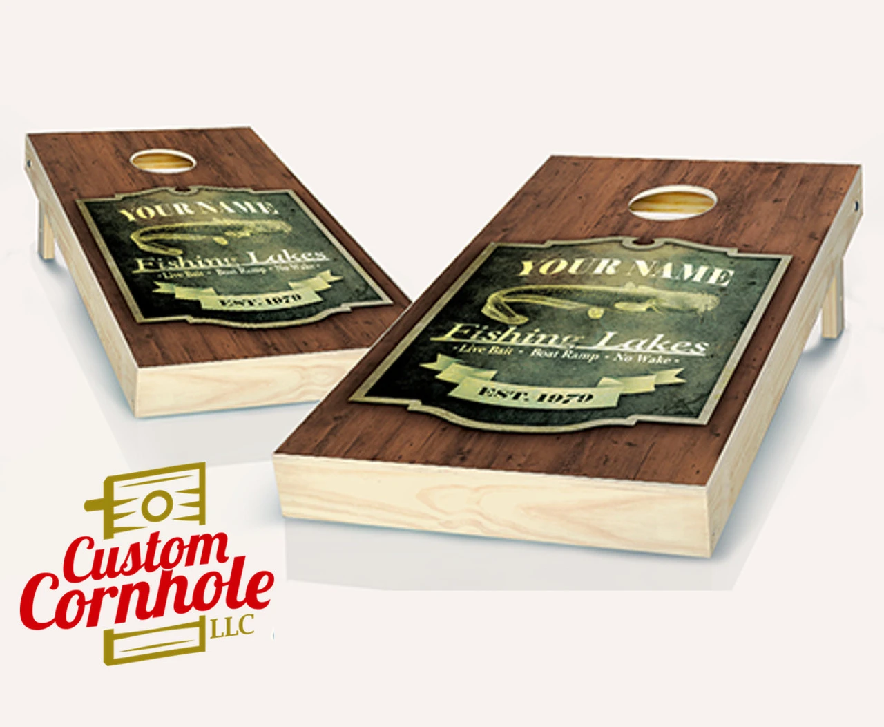 Personalized Fishing Cornhole Set With Bags