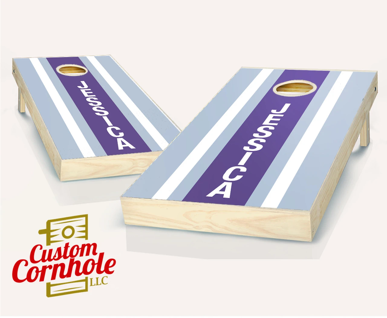 Personalized Striped Cornhole Set With Bags - Image 4