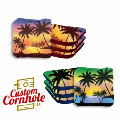 Purple Green Beach Professional Cornhole Bags - Set Of 8