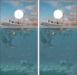 Rage Of The Dolphin Cornhole Wraps - Set Of 2