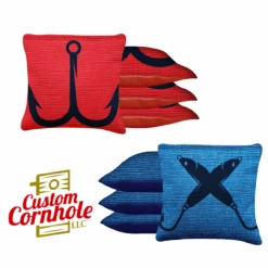 Red Blue Hooks Tournament Cornhole Bags - Set Of 8