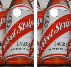 Red Stripe Cornhole Wraps - Set Of 2