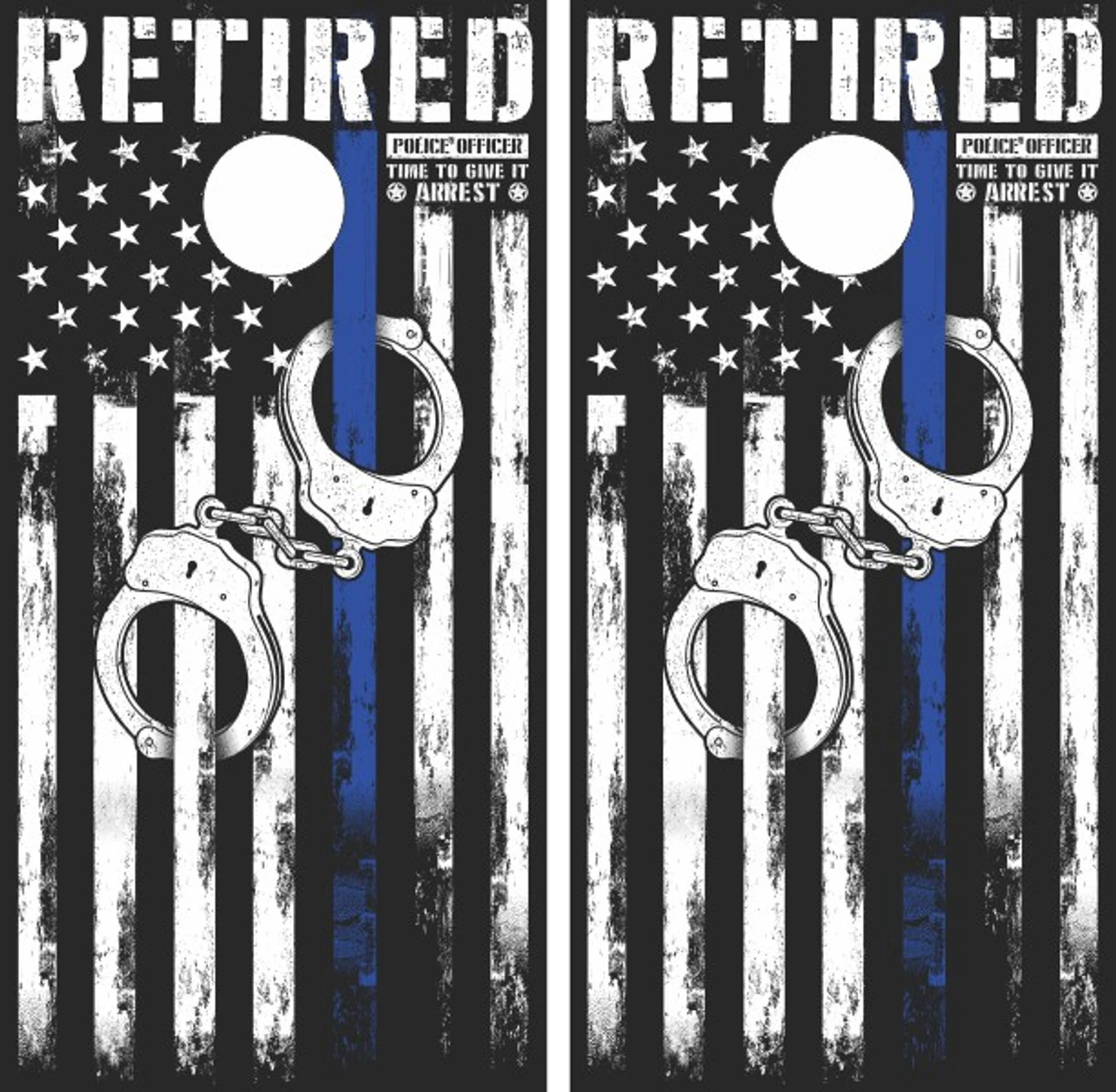 Retired Police Officer Cornhole Wraps - Set Of 2