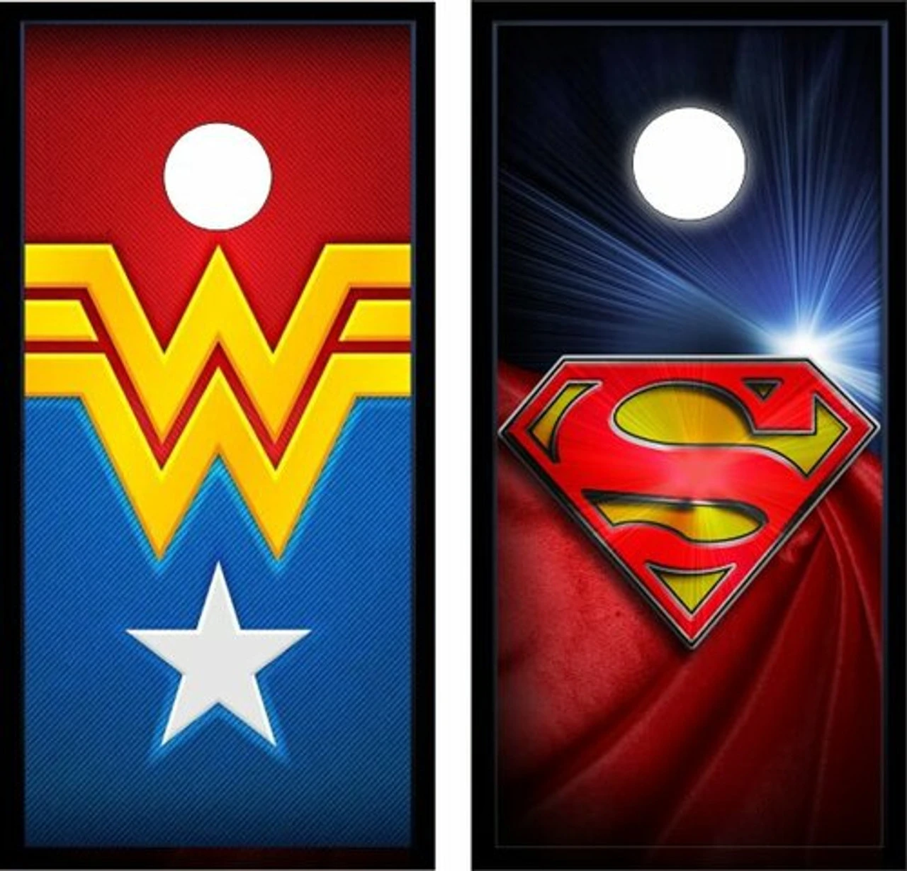 Superman And Wonder Woman Cornhole Set With Bags - Image 2