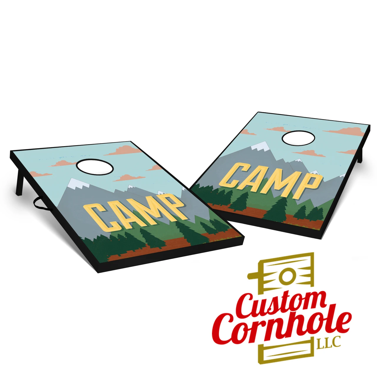 Tailgate Camp Themed Cornhole Set With Bags