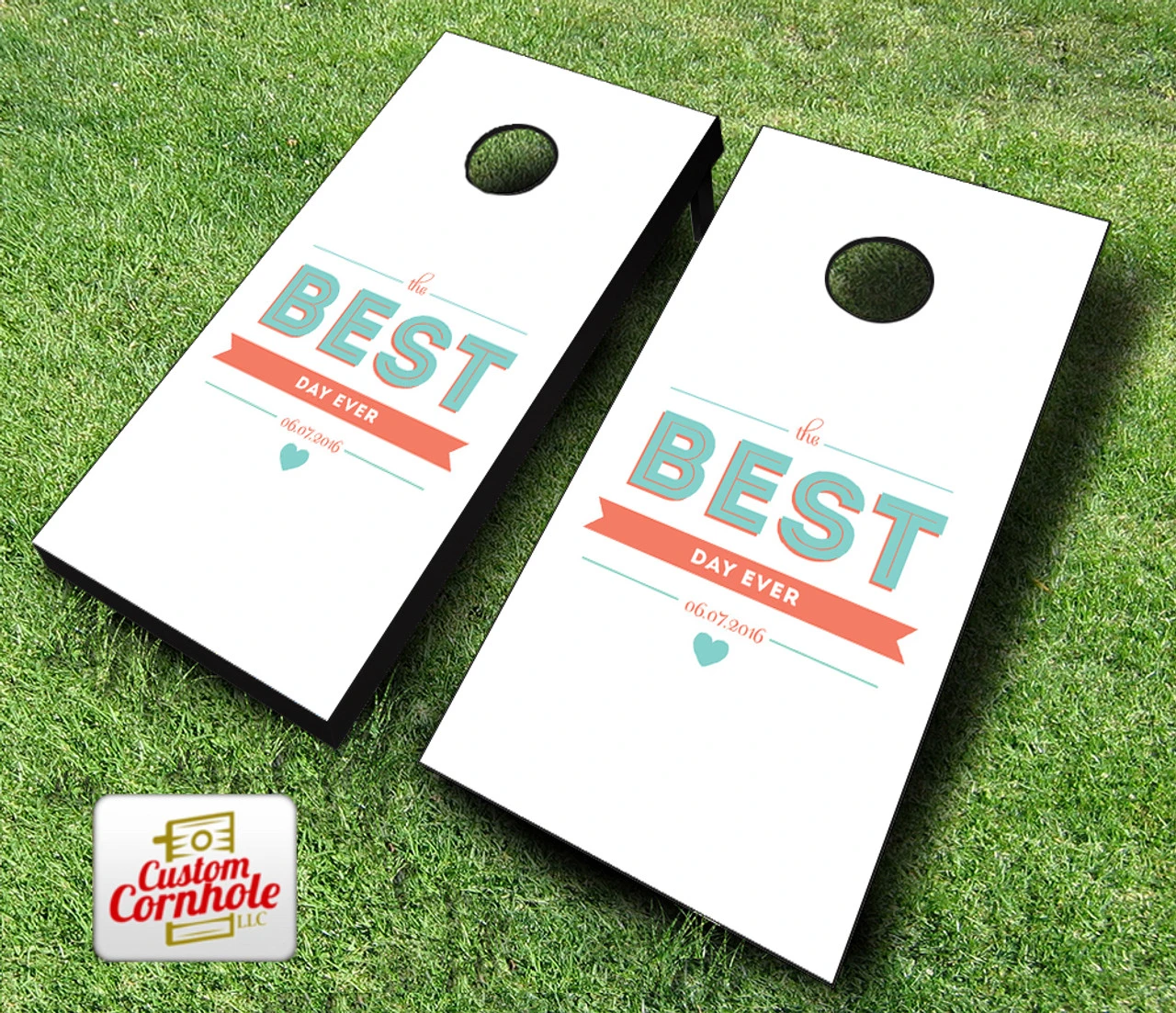The Best Day Ever Wedding Cornhole Set With Bags - Image 3
