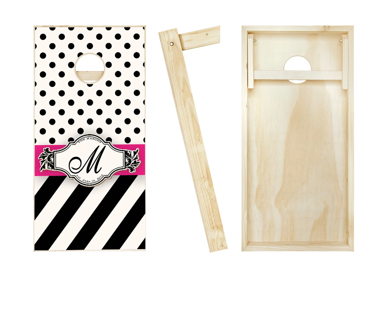 Wedding Ribbon Black Cornhole Set With Bags - Image 2