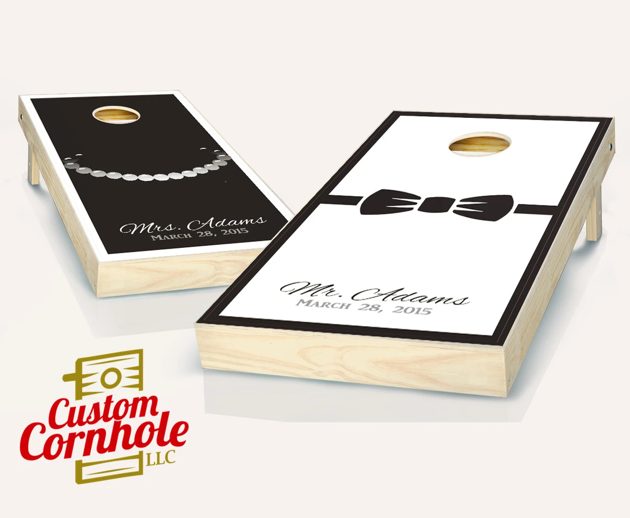 Wedding Tie And Necklace Cornhole Set With Bags