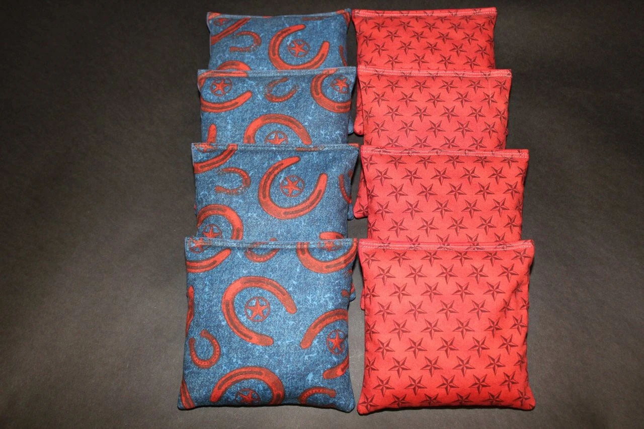 Lucky Horse Shoe With Stars Cornhole Bags - Set Of 8