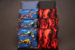 Motorcycle And Flames Cornhole Bags - Set Of 8
