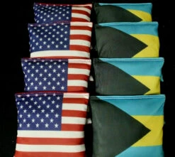 American And Bahamas Flag Cornhole Bags - Set Of 8