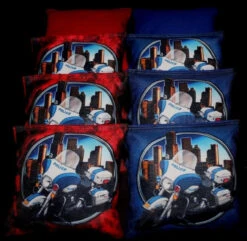 Police Motorcycle Cornhole Bags - Set Of 8