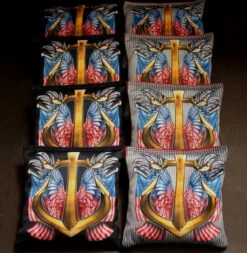 Patriotic Sailors Anchor Cornhole Bags - Set Of 8