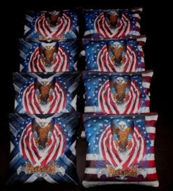 American Flag Bald Eagle Version 6 Cornhole Bags - Set Of 8