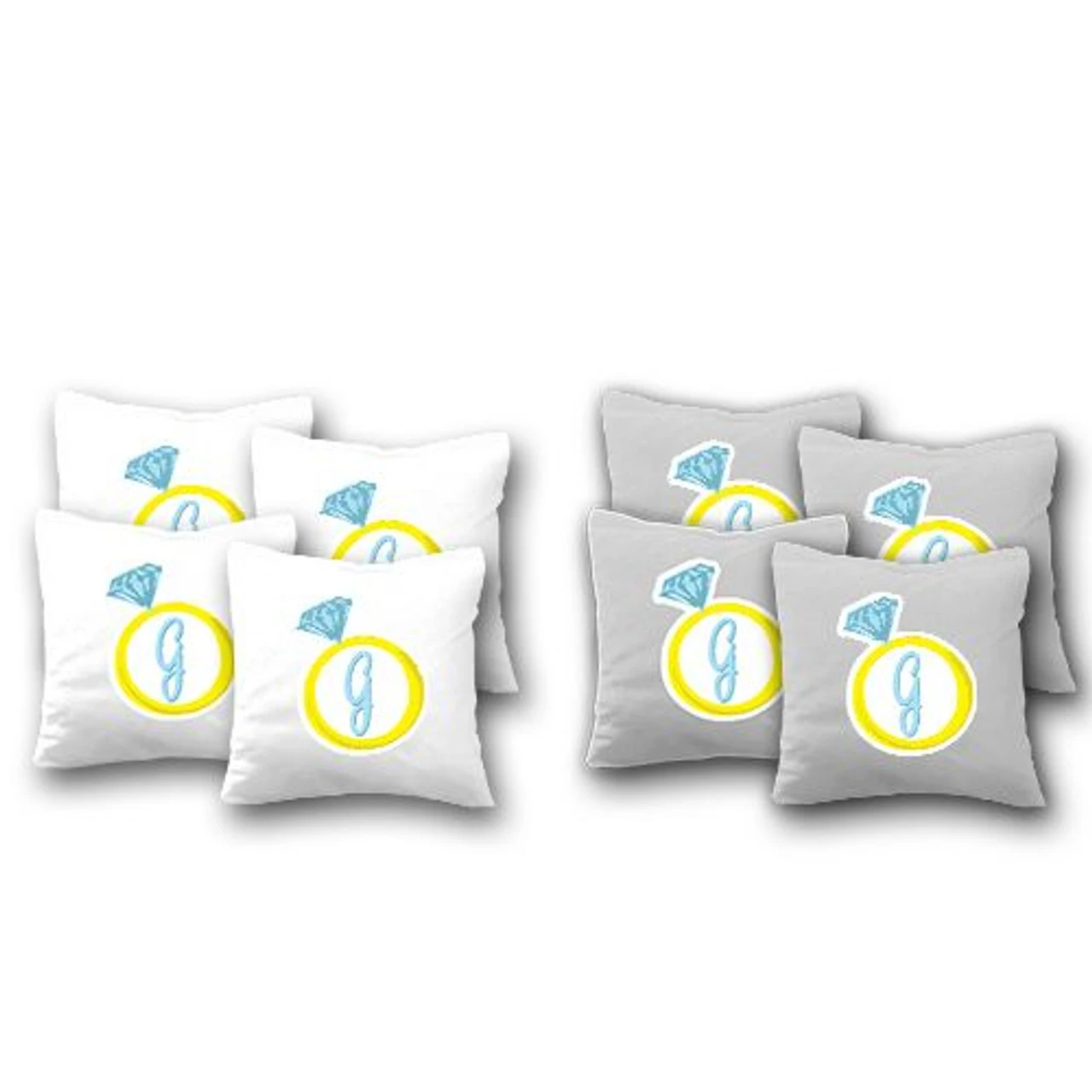 Custom Gold Wedding Ring Cornhole Bags - Set Of 8